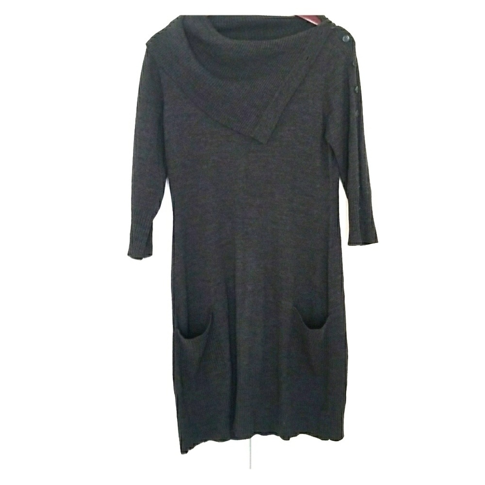 Grey mid length sweater dress